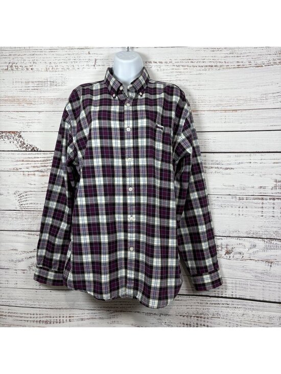 Le Tigre Tops - Le Tigre Purple Plaid Flannel Button Front Long Sleeve Shirt